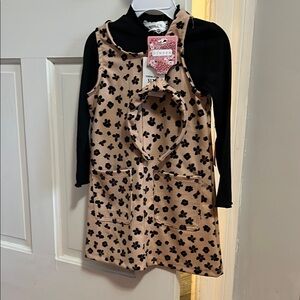Black Floral Tan Dress with Pockets